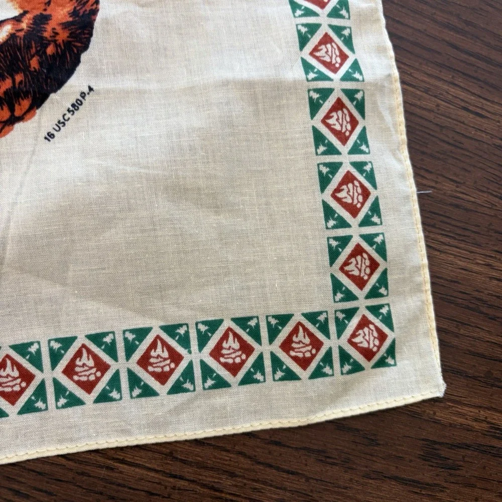 Vintage Smokey Bear Fire Safety Bandana Scarf 22x22 Wildfire Prevention Camping